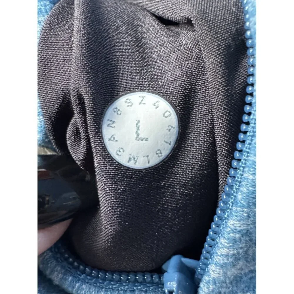 Lululemon Men's Sz L Surge Warm 1/2 Zip Heather Blue Athletic Pullover - Picture 8 of 9